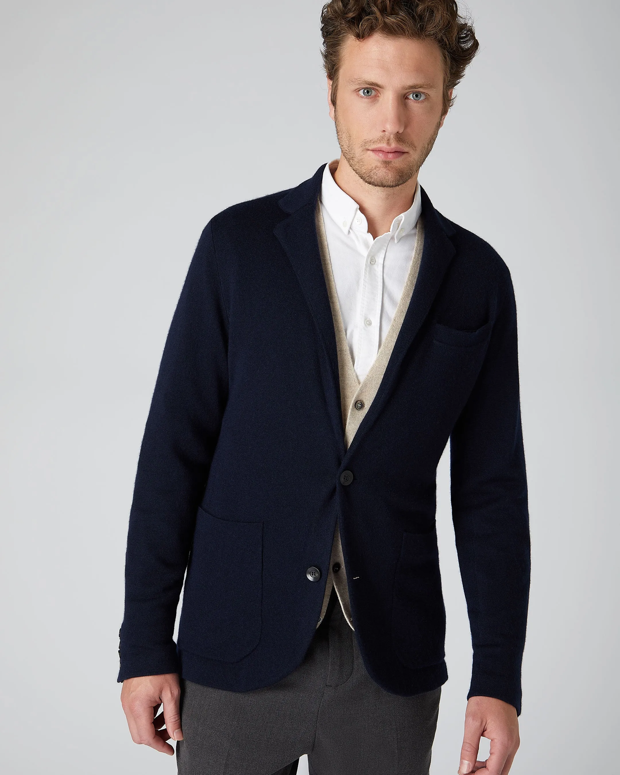 Men's Marlborough Fine Gauge Cashmere Jacket Navy Blue