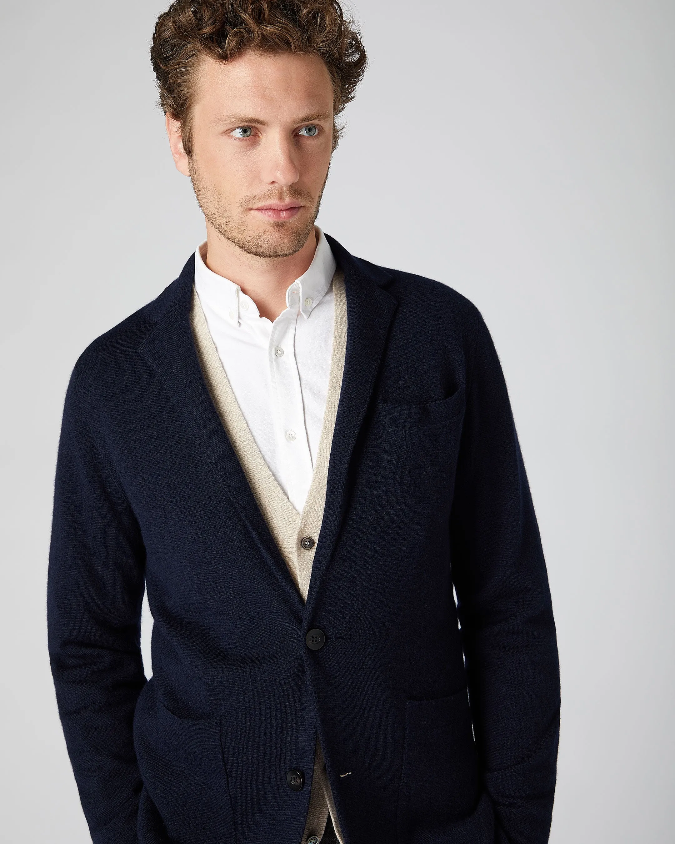 Men's Marlborough Fine Gauge Cashmere Jacket Navy Blue