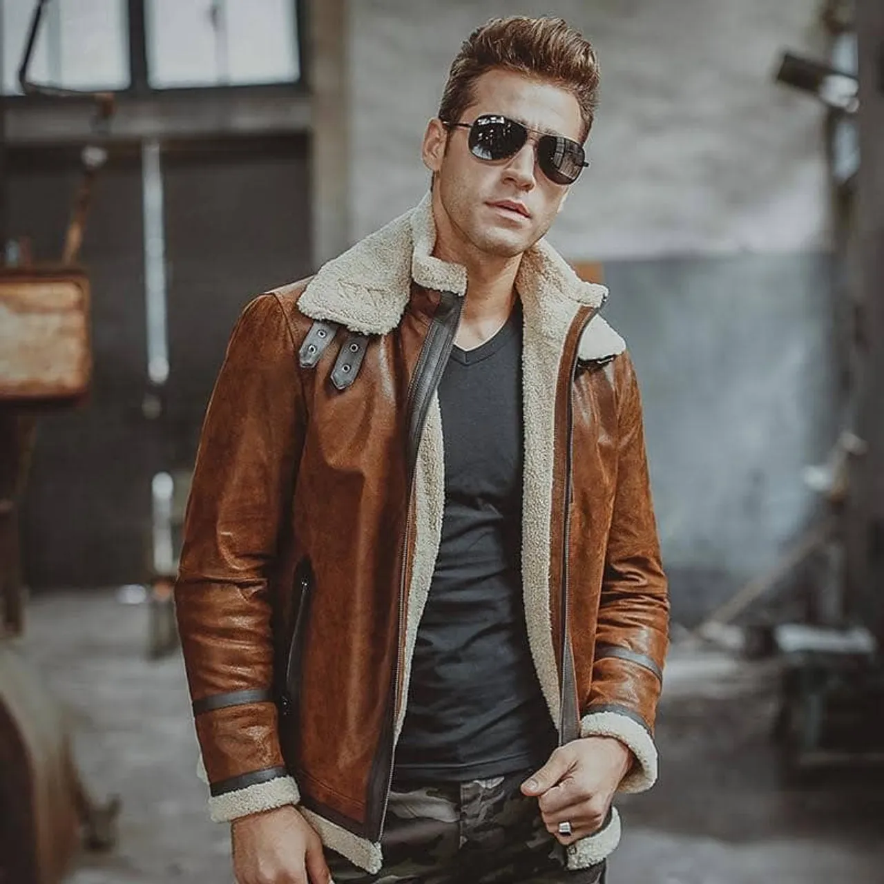 Mens Winter Top Trend Shearling Jacket