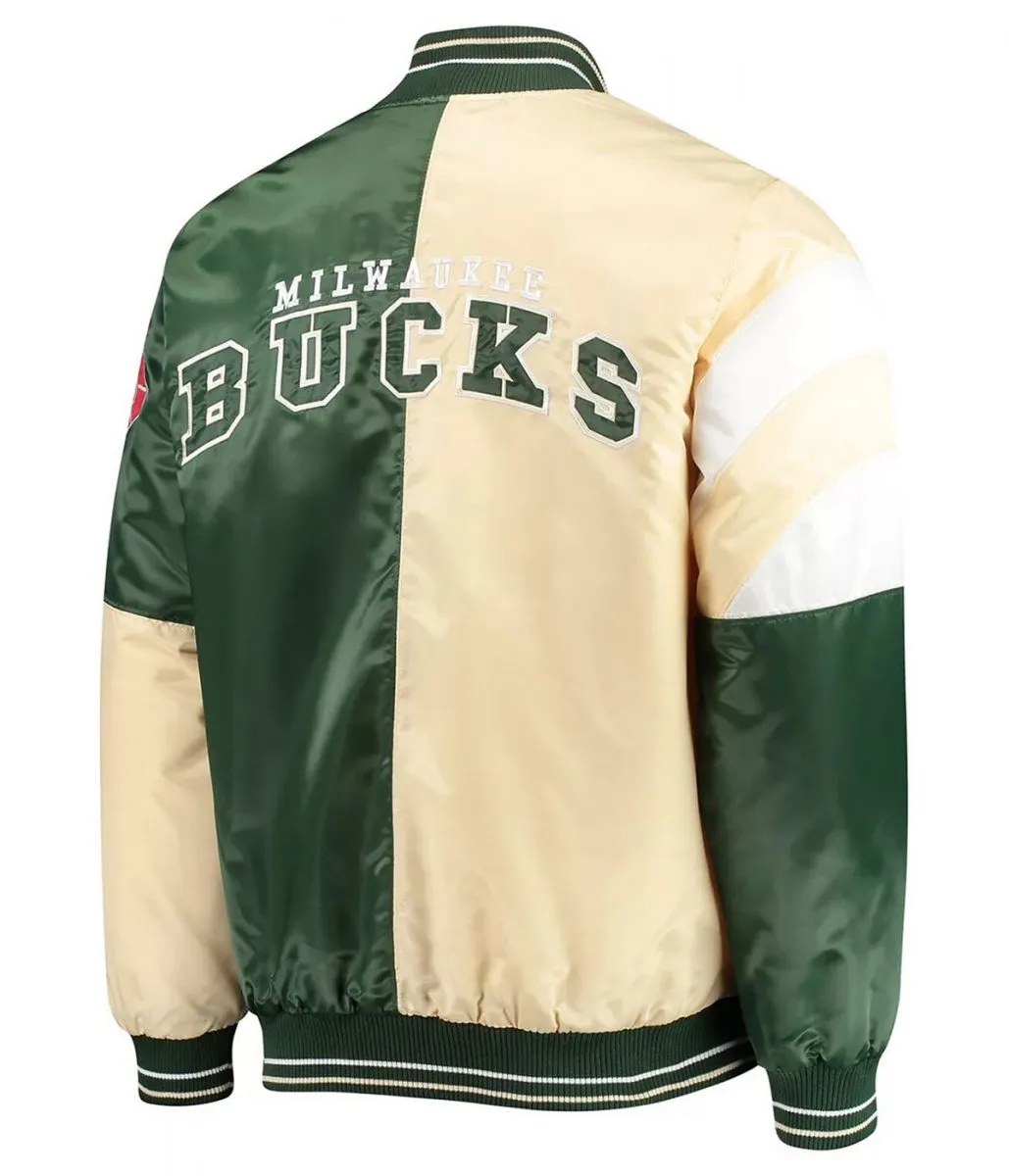 Milwaukee Bucks Leader 75th Anniversary Cream/Green Color Block Jacket