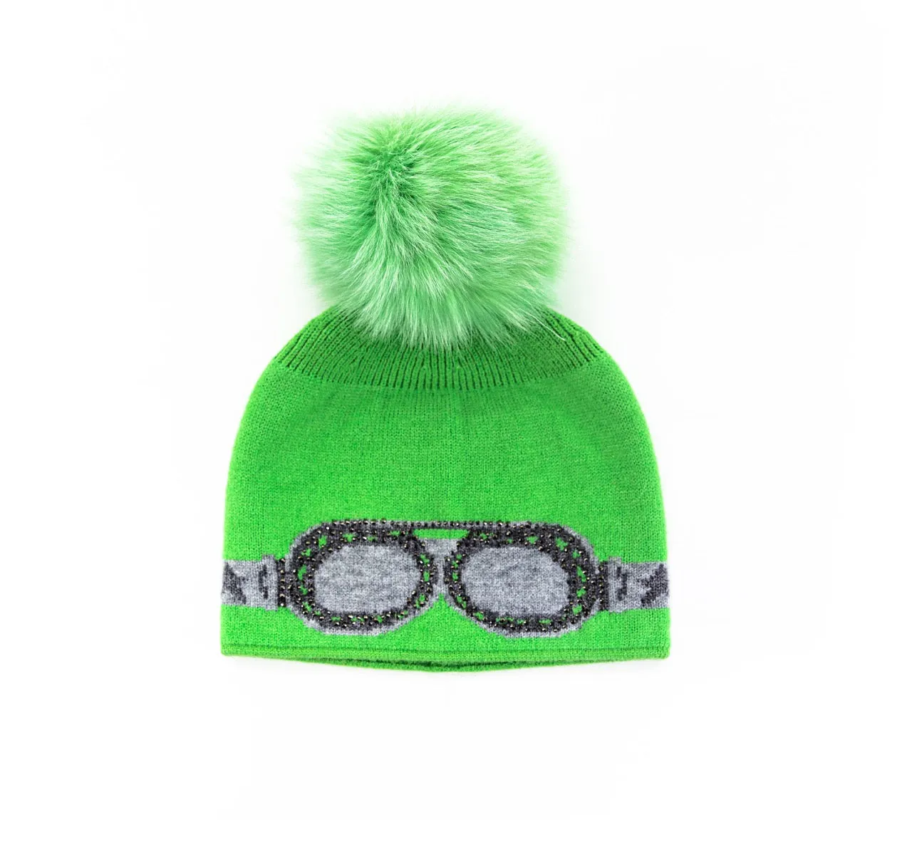 Mitchie's | Sparkle Sunglesses Knitted Beanie With Fox Fur Pom