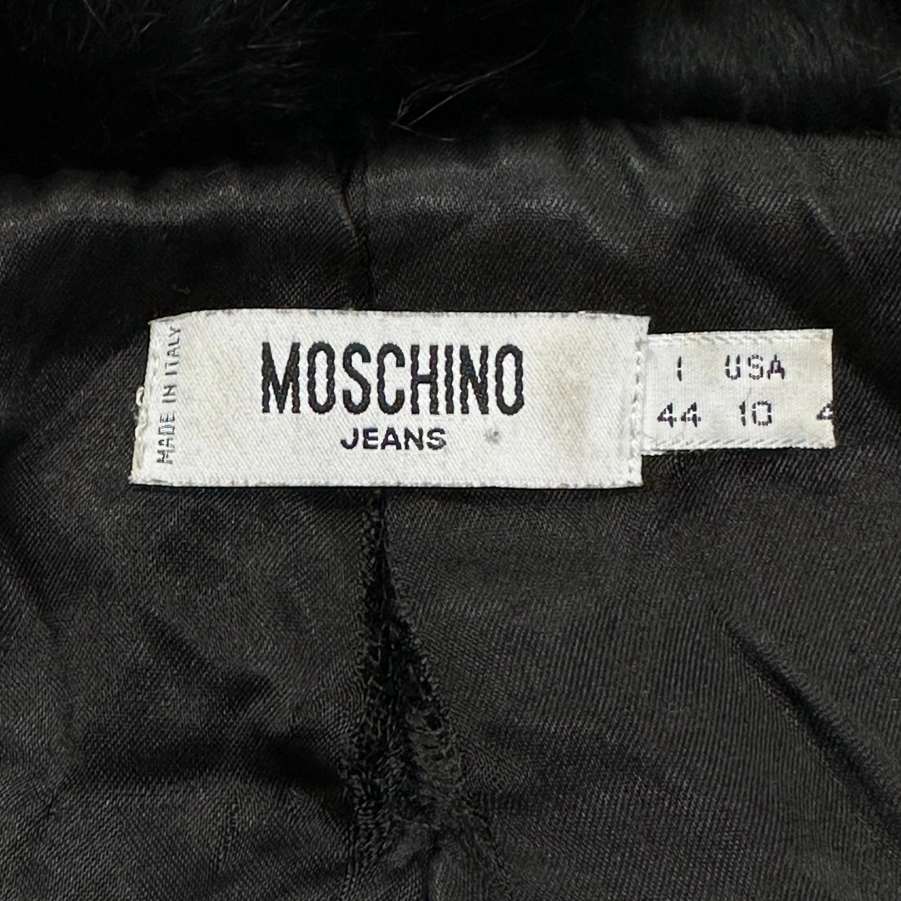 Moschino Jeans 00’s Rabbit Fur Collar Cropped Furry Jacket - UK8-12