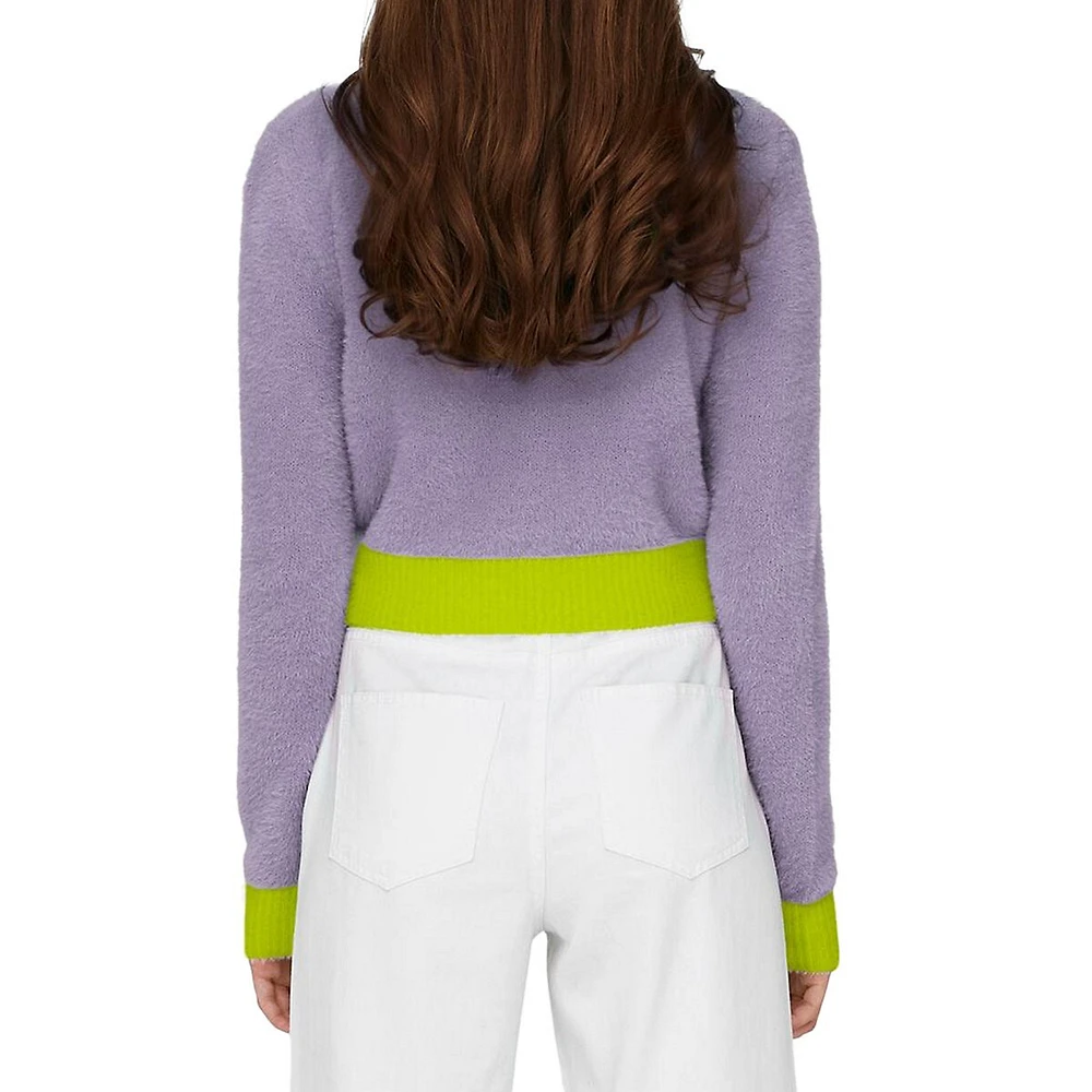 ONLY Piumo Colourblocked Fuzzy Cropped Sweater