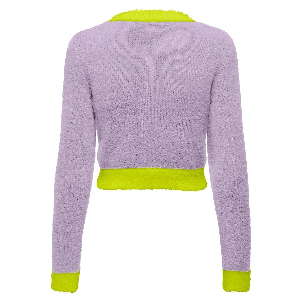 ONLY Piumo Colourblocked Fuzzy Cropped Sweater