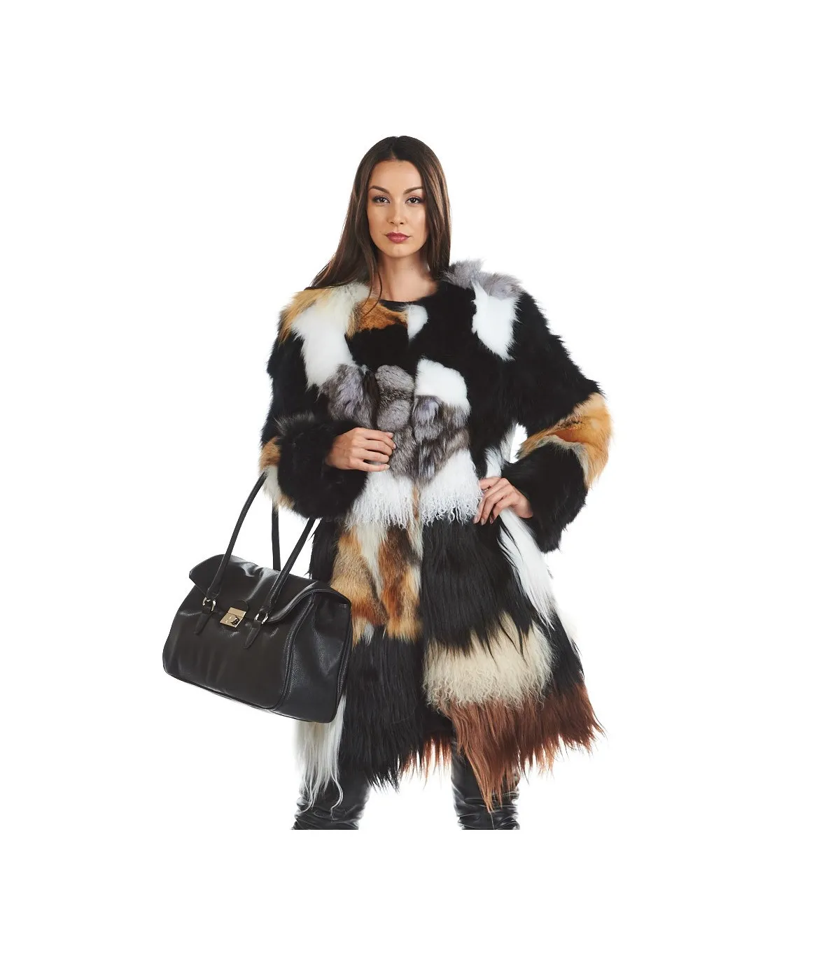 Patchwork Multi Fur Coat: FurHatWorld.com