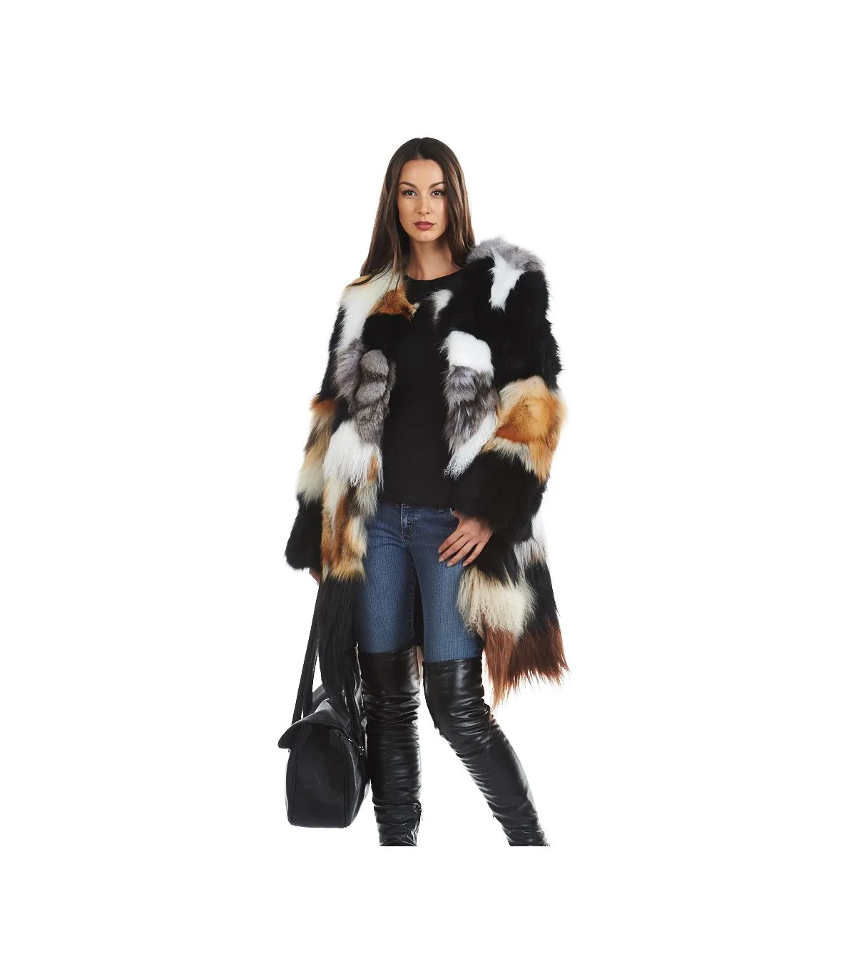 Patchwork Multi Fur Coat: FurHatWorld.com