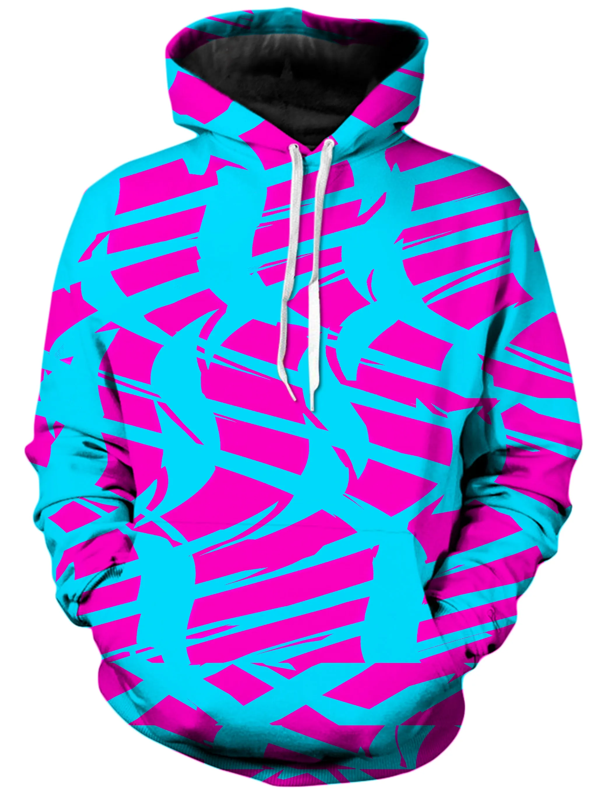 Pink and Blue Squiggly Rave Checkered Hoodie and Leggings Combo