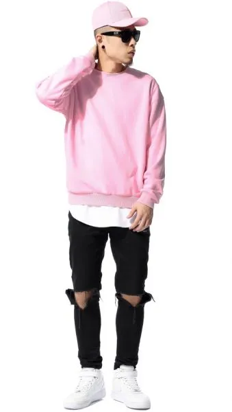 Pink Crewneck Pullover for Men