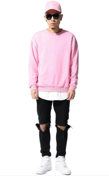 Pink Crewneck Pullover for Men