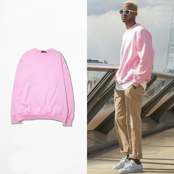 Pink Crewneck Pullover for Men