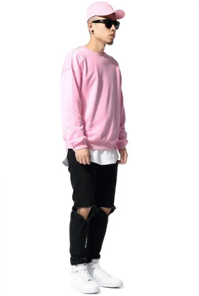 Pink Crewneck Pullover for Men