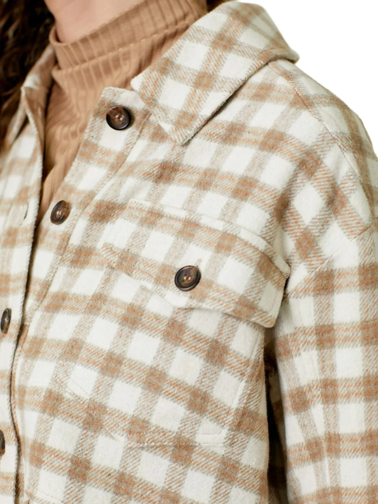 Plaid Trucker Jacket in Ivory