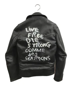 [Pre-owned] COMME des GARCONS Lightning Damaged Double Riders Jacket KZ-J001 AD2018