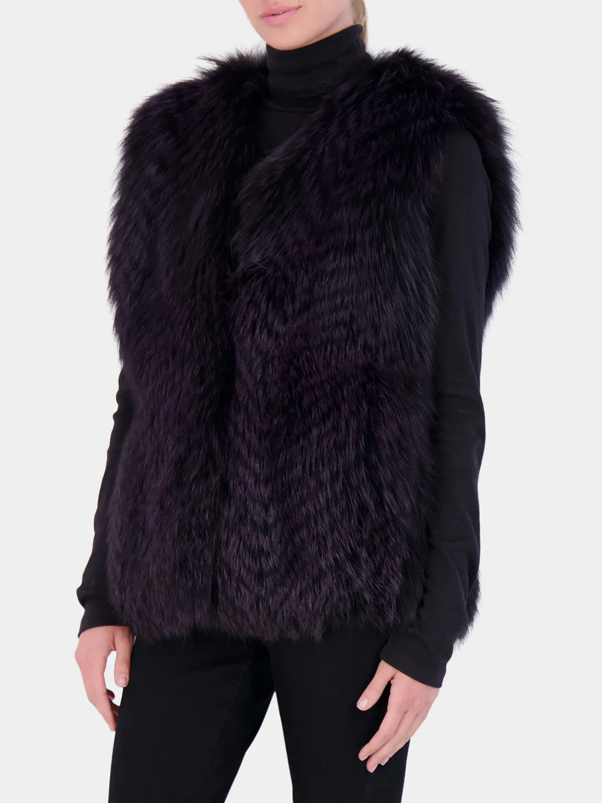 Purple Fox Fur Vest (Women's Medium) - Day Furs