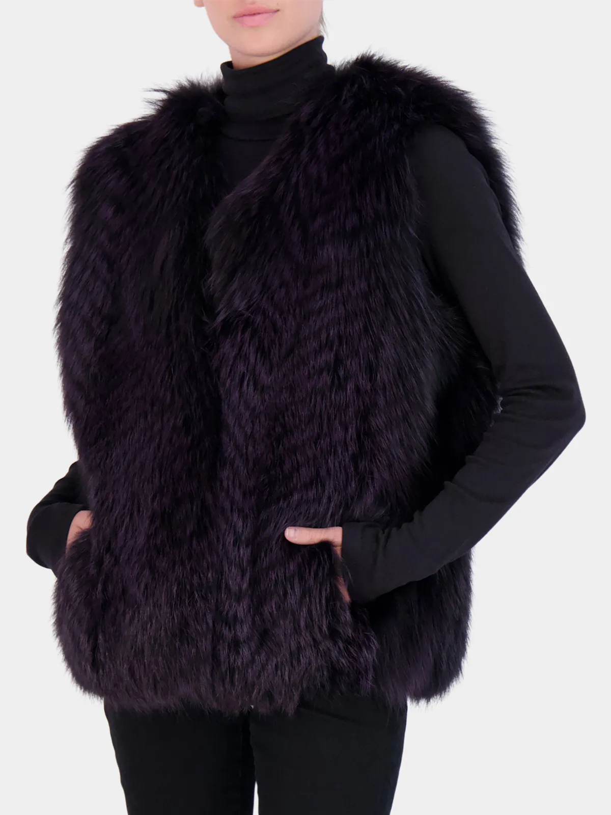 Purple Fox Fur Vest (Women's Medium) - Day Furs