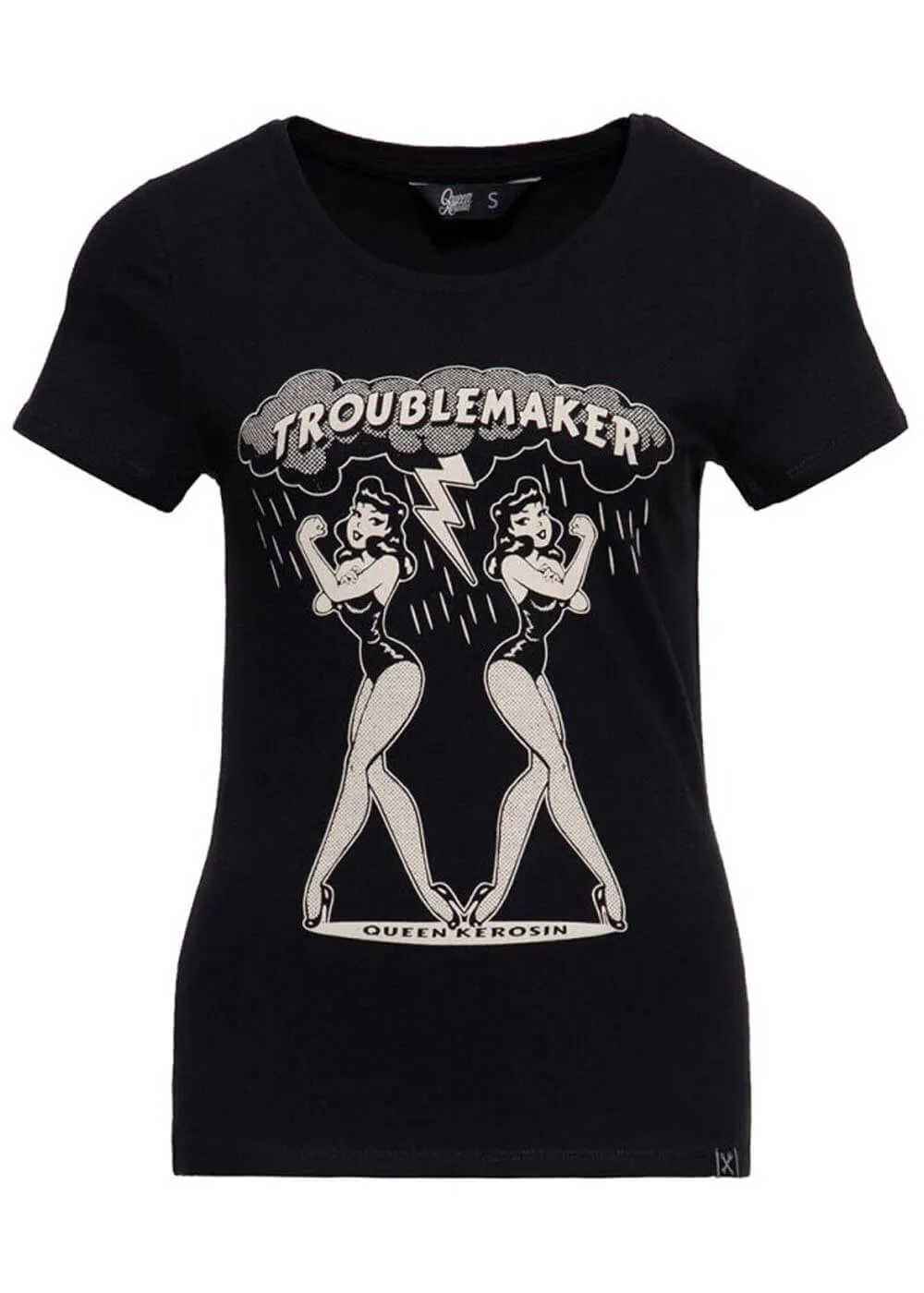 Queen Kerosin Trouble Maker Girly T-Shirt Black