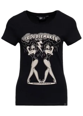 Queen Kerosin Trouble Maker Girly T-Shirt Black