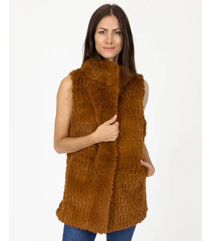 Rabbit Fur Vest with Collar at FurSource.com