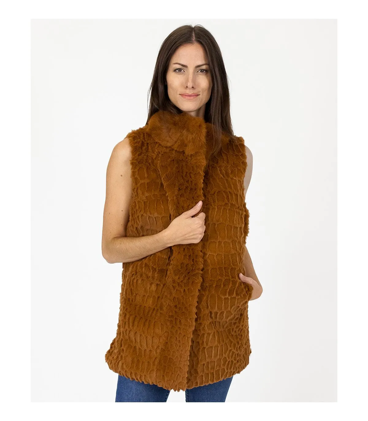 Rabbit Fur Vest with Collar at FurSource.com