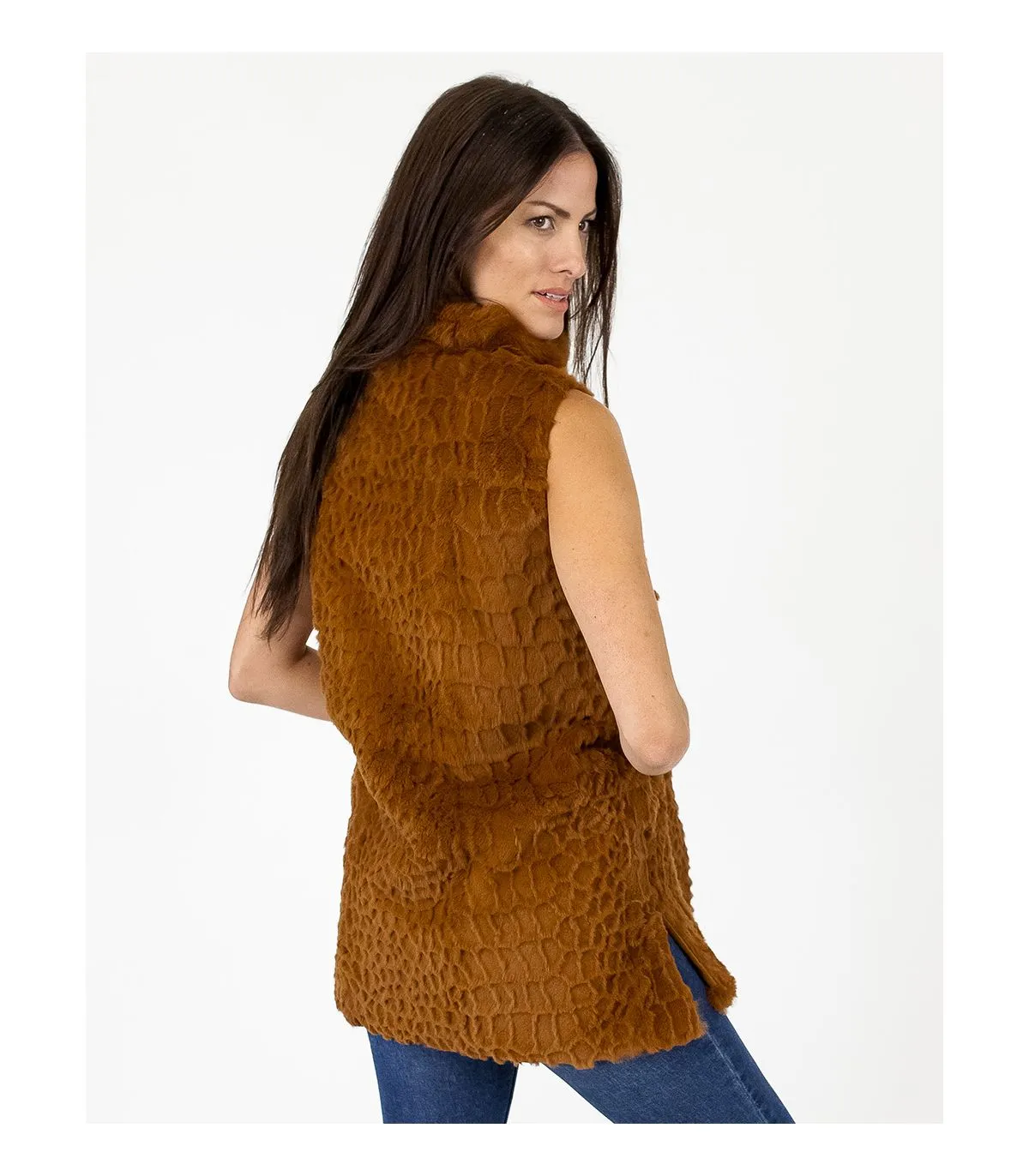 Rabbit Fur Vest with Collar at FurSource.com