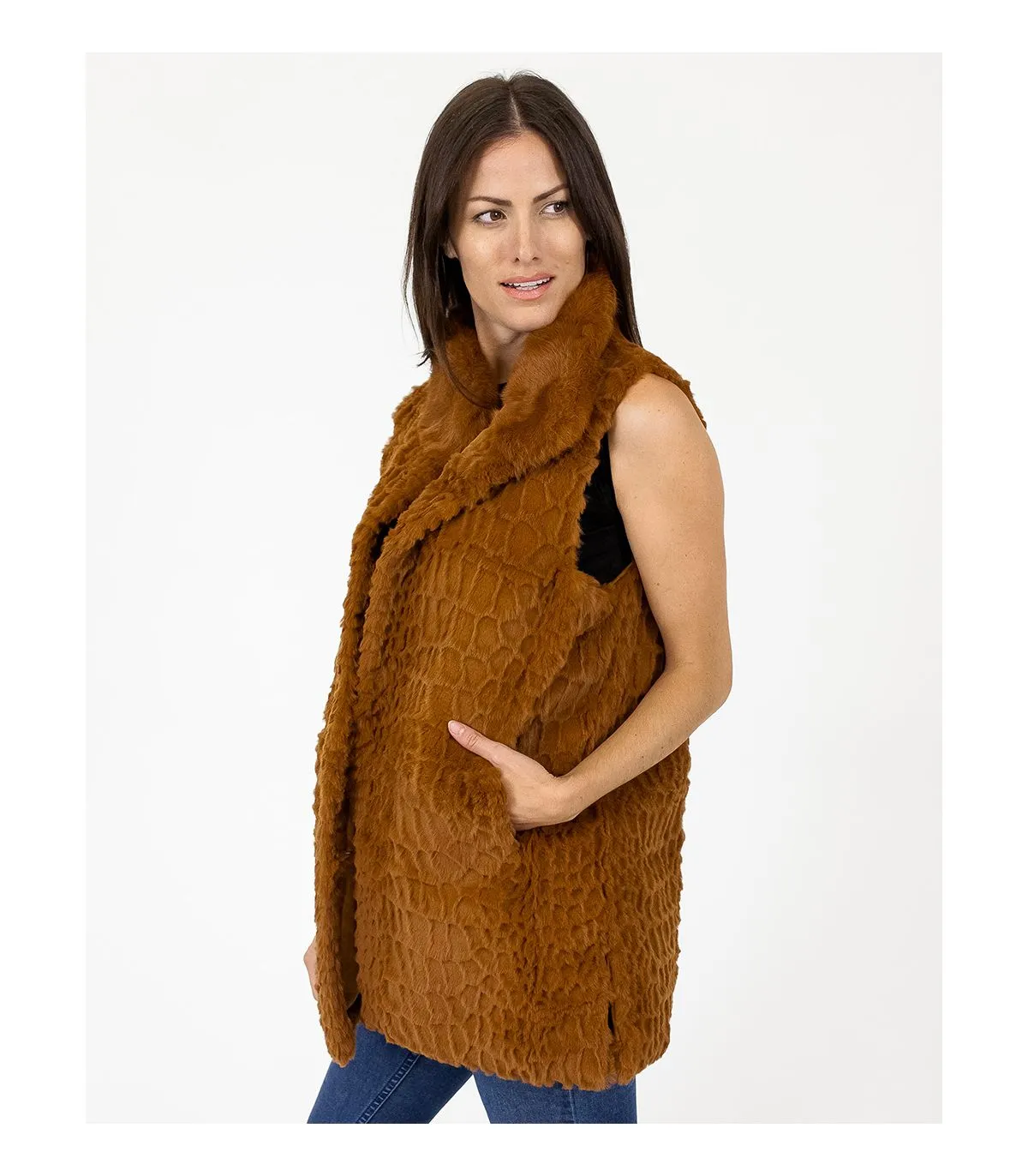 Rabbit Fur Vest with Collar at FurSource.com