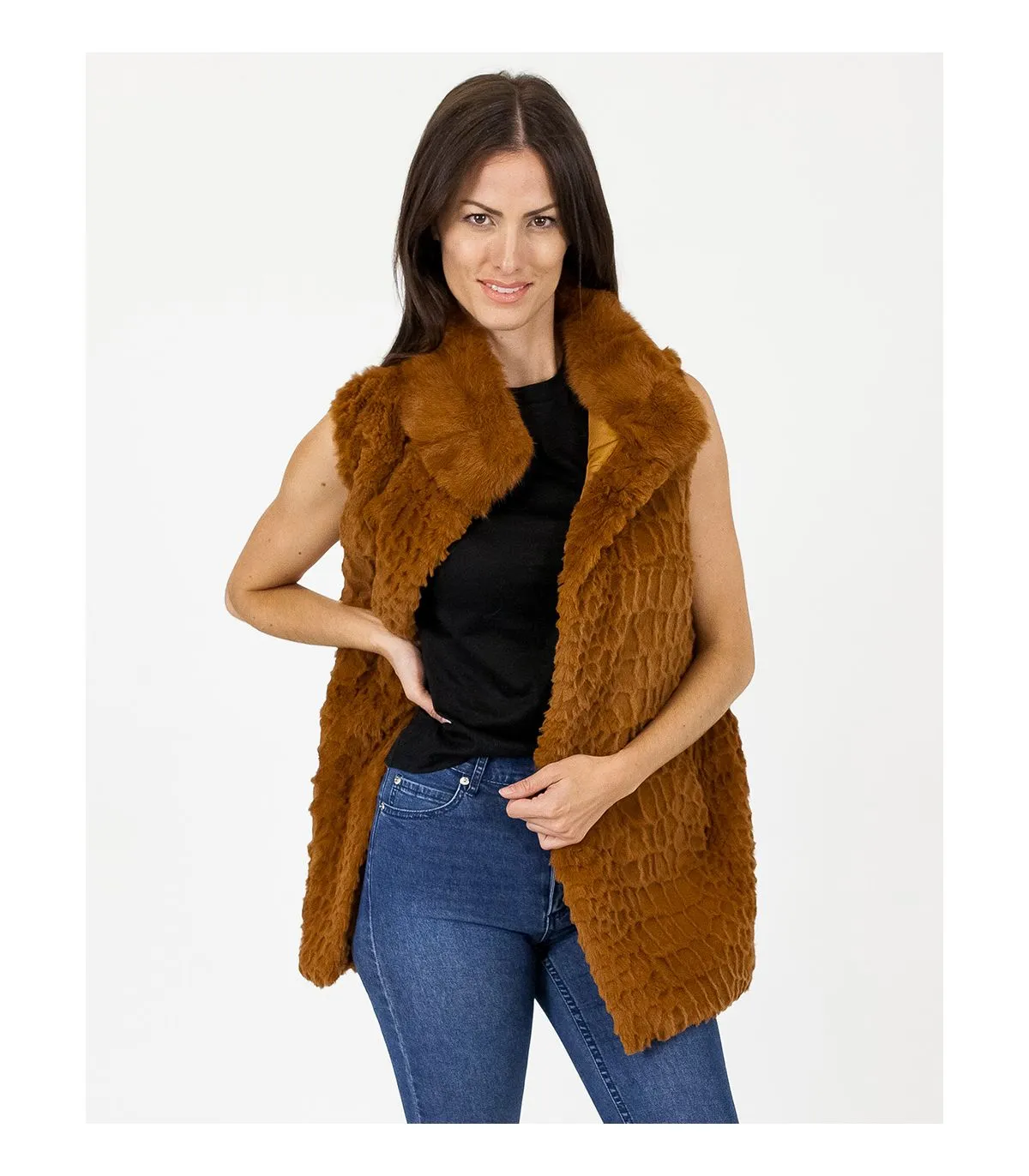 Rabbit Fur Vest with Collar at FurSource.com