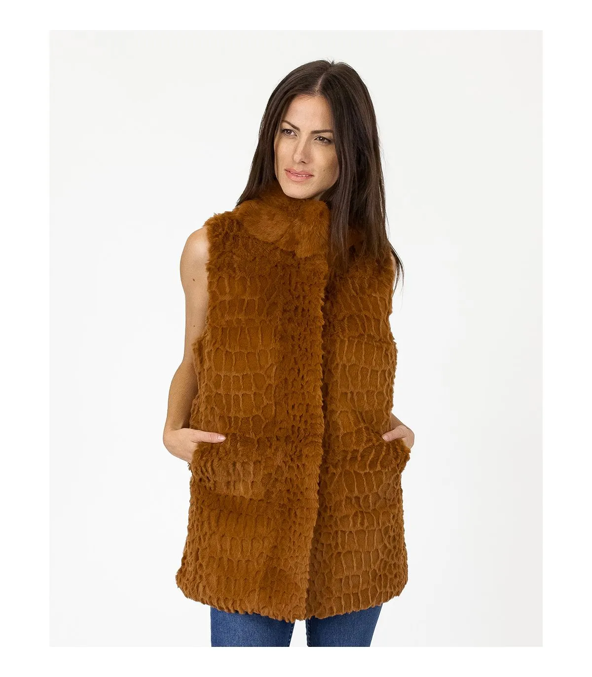 Rabbit Fur Vest with Collar at FurSource.com