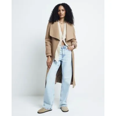 River Island Womens Brown Belted Wrap Coat