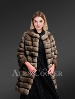 Sable Fur Coat With Wide Comfortable Sleeves