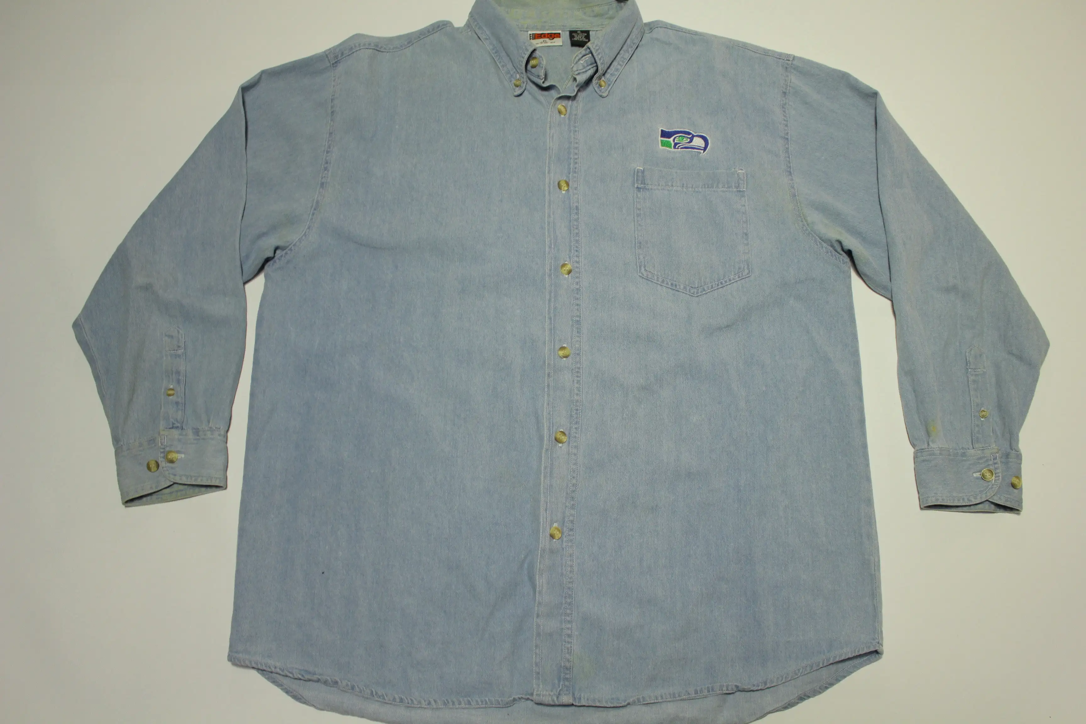 Seattle Seahawks Vintage 1997 Denim Chambray 90's Button Up Shirt