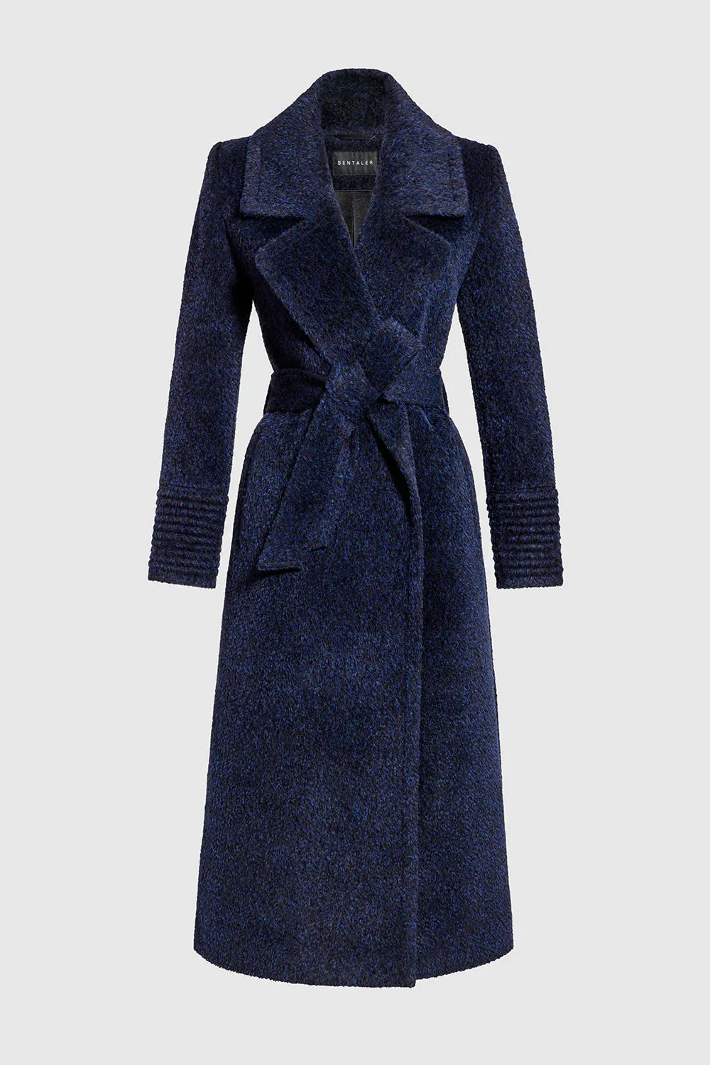 SENTALER BOUCL ALPACA LONG NOTCHED COLLAR WRAP COAT