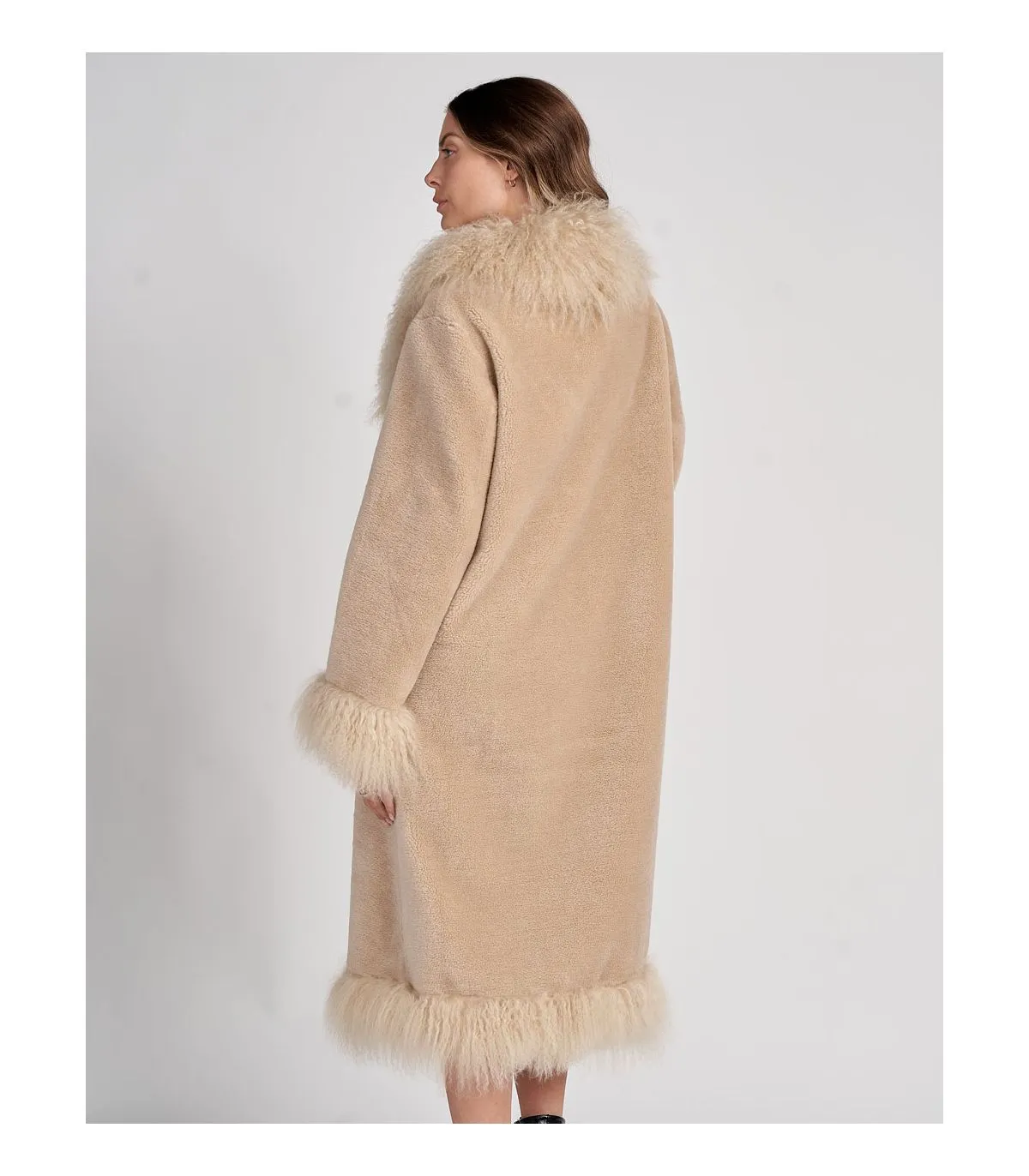 Sheepskin Coat with Mongolian Lamb Fur  | FurSource.com