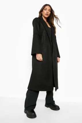 Skinny Belt Wool Look Coat