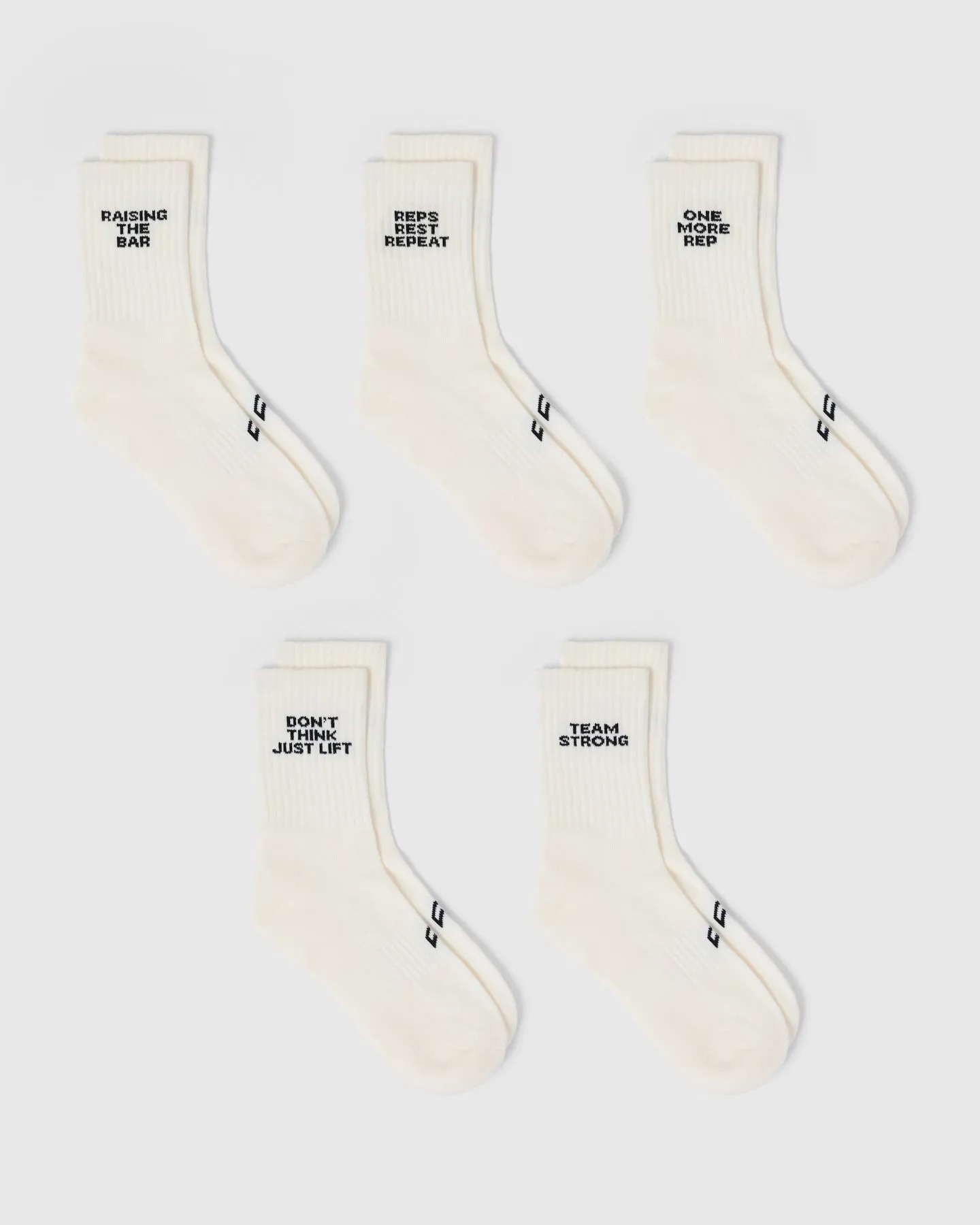 Slogan Crew Socks 5 Pack | Off White