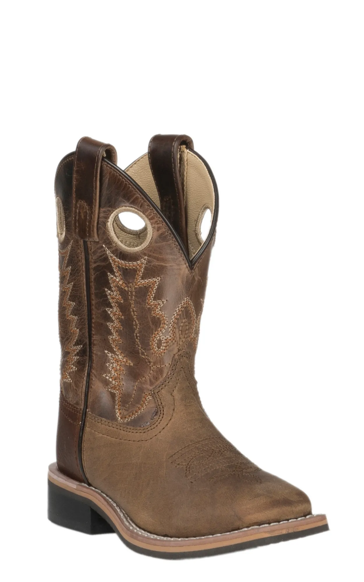 Smoky Mountain Kids Distressed Brown and Waxy Brown Wide Square Toe Cowboy Boots