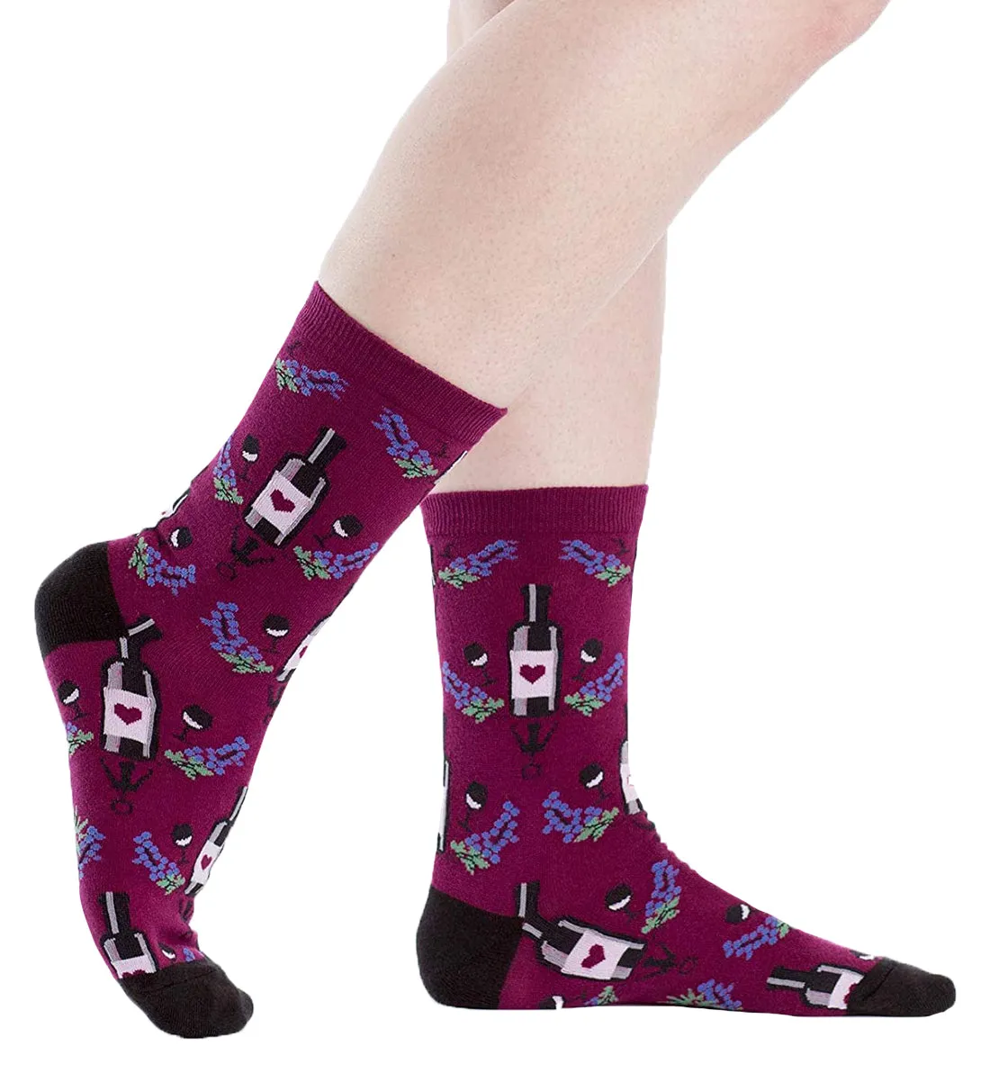 SOCK it to me Women's Crew Socks (Prints) - Wine