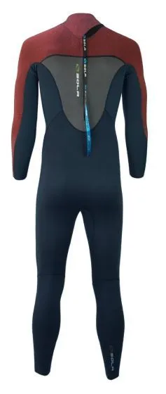 Sola Blaze 5/4mm Mens Back Zip Winter Wetsuit - Grey / Burgundy