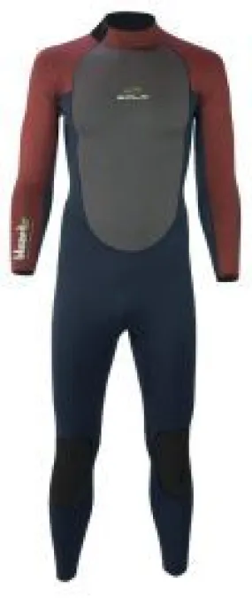 Sola Blaze 5/4mm Mens Back Zip Winter Wetsuit - Grey / Burgundy