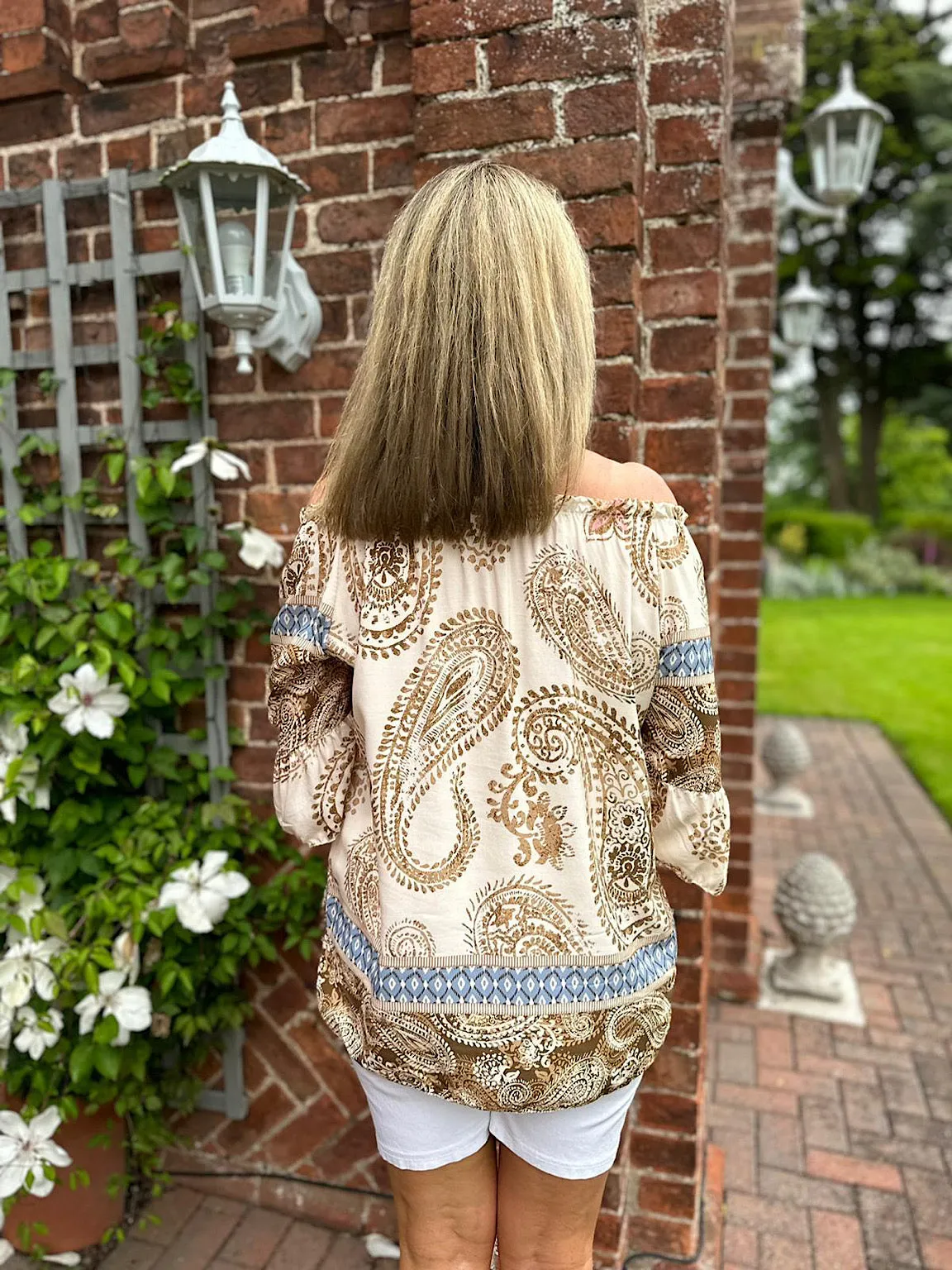 Stone Paisley Bardot Tassel Blouse Maria