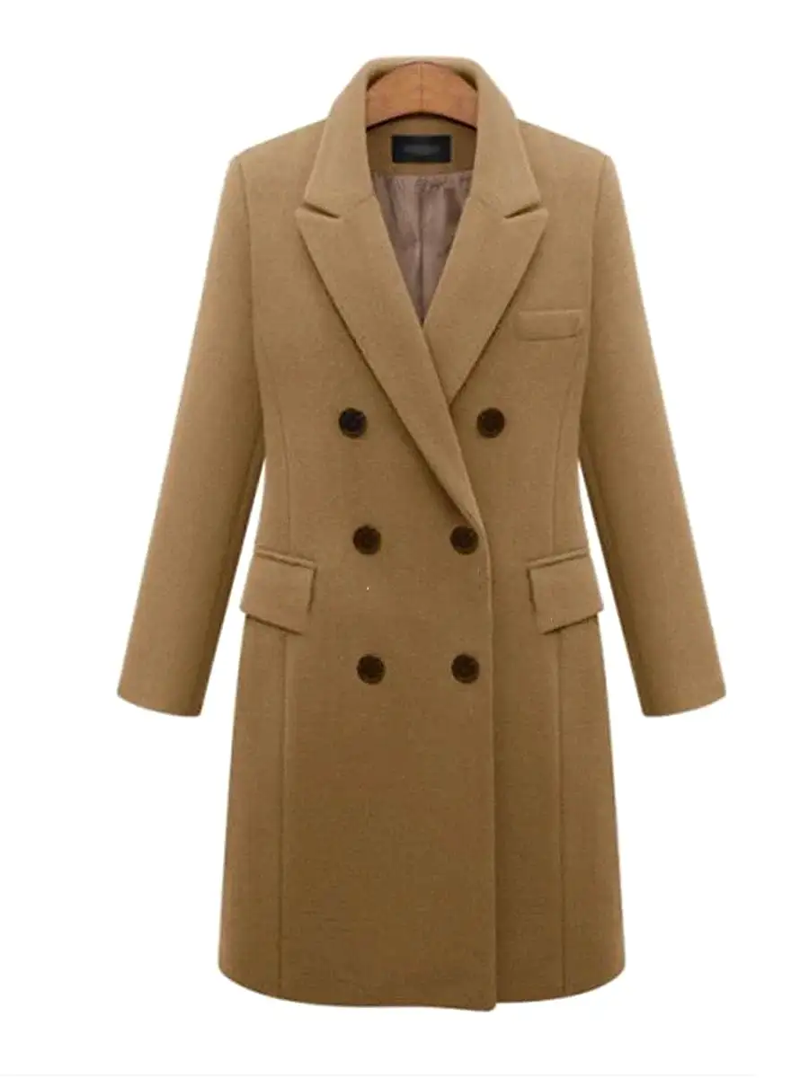 Stylish Women's Double-Breasted Trench Coat with Adjustable Fit & Convenient Storage