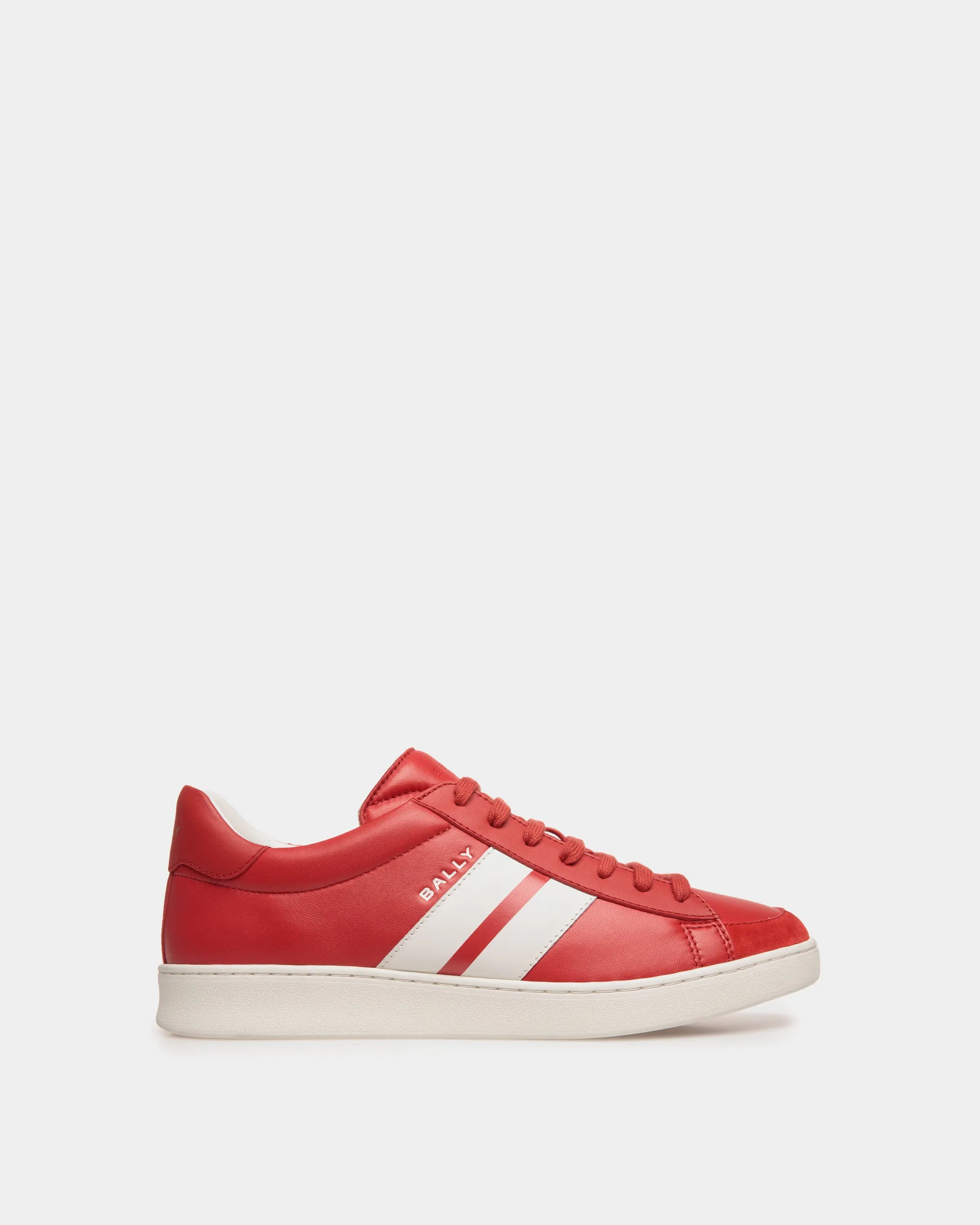 Tennis Sneaker In Candy Red And White Leather