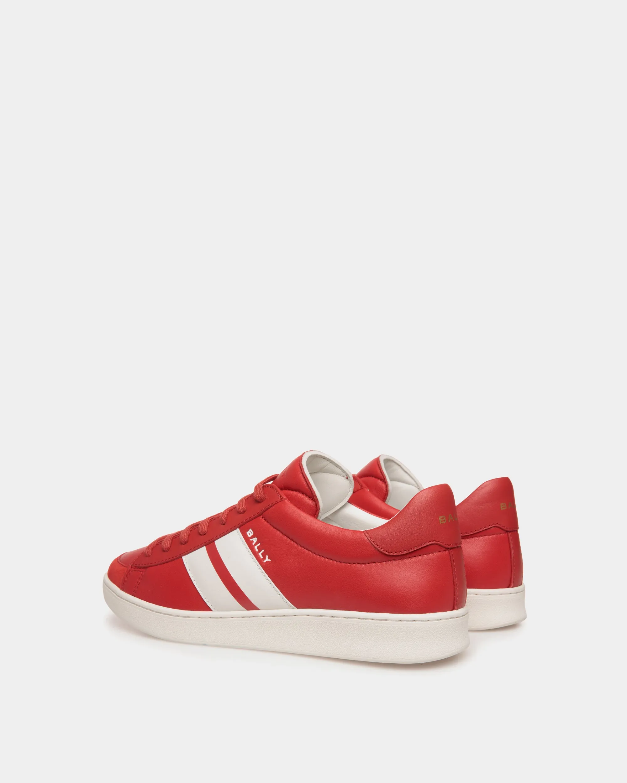 Tennis Sneaker In Candy Red And White Leather