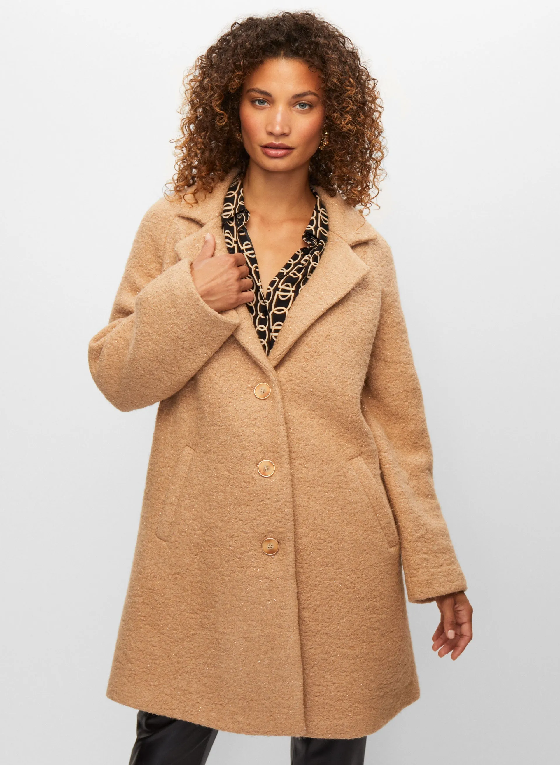 Textured Wool Blend Coat