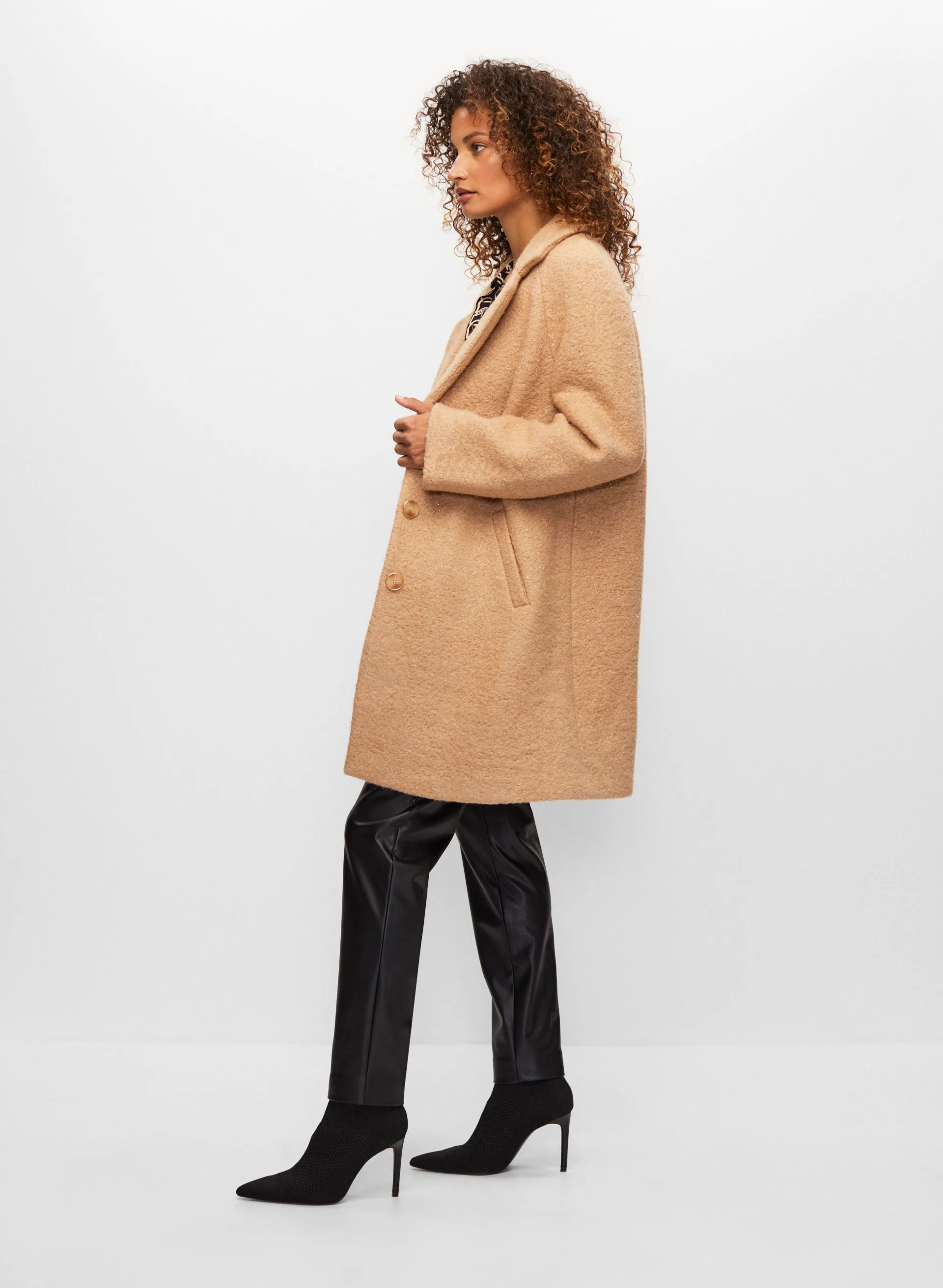 Textured Wool Blend Coat