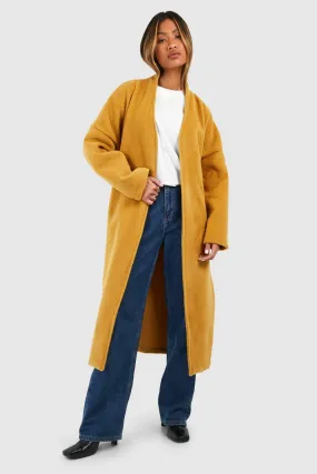 Textured Wool Look Belted Coat