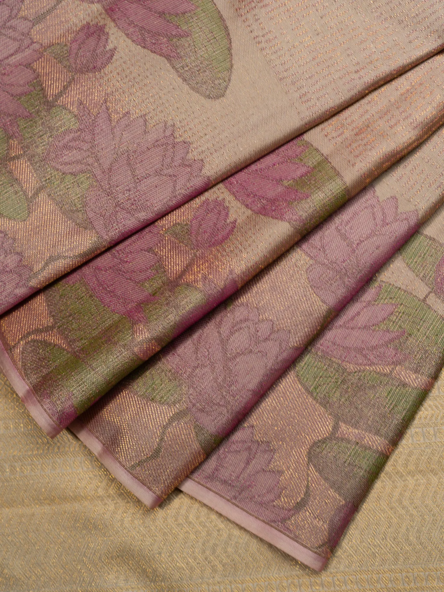 The Bare Beige Lotus Weave Kanjeevaram