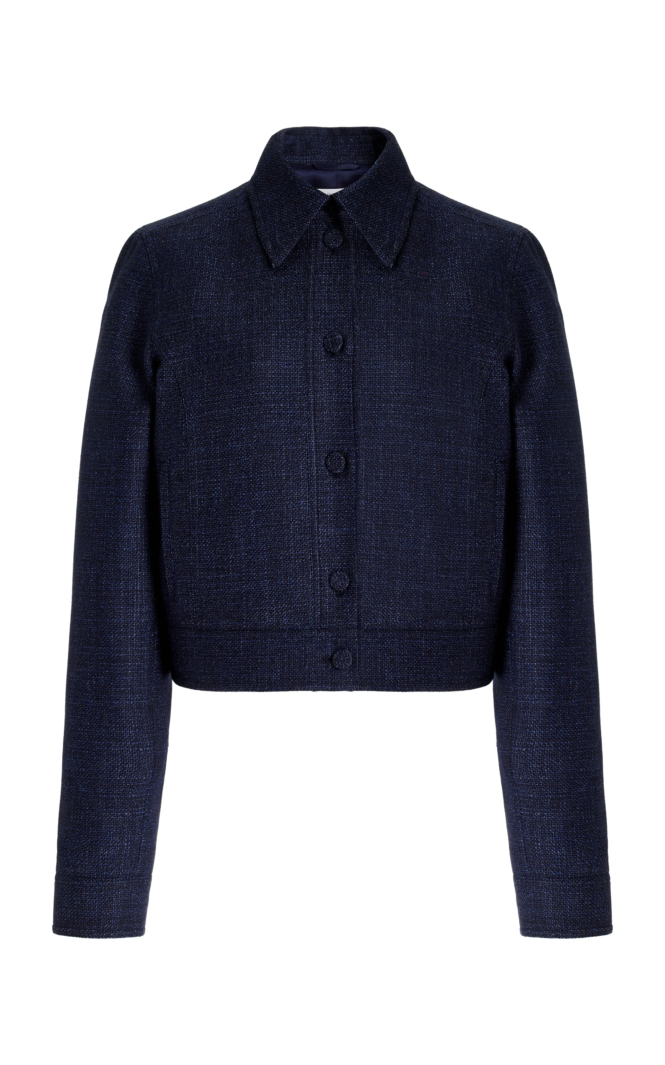 Thereza Jacket in Dark Navy Virgin Wool Silk Tweed