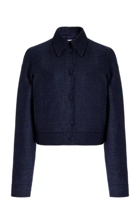 Thereza Jacket in Dark Navy Virgin Wool Silk Tweed