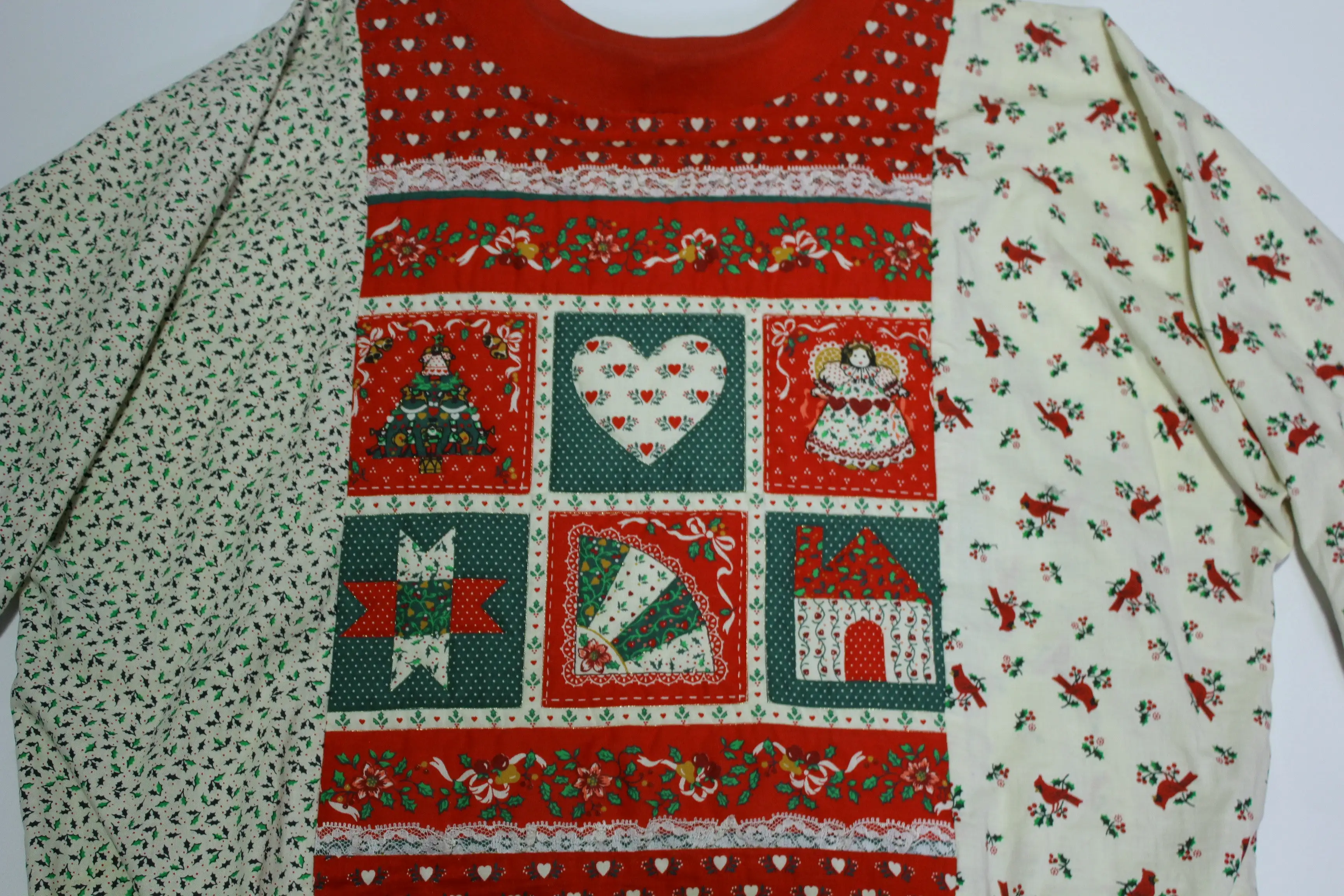 Ugly Homemade Quilt Grandma's Vintage 1990's Christmas Sweatshirt