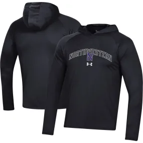 Under Armour Northwestern Wildcats Black 2023 Sideline Tech Hooded Raglan Long Sleeve T-Shirt